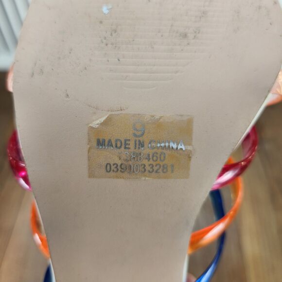 Asos Hanson Womens Sz 9 White Colorful Rainbow Jelly Clear Block Heeled Sandals - Picture 9 of 10